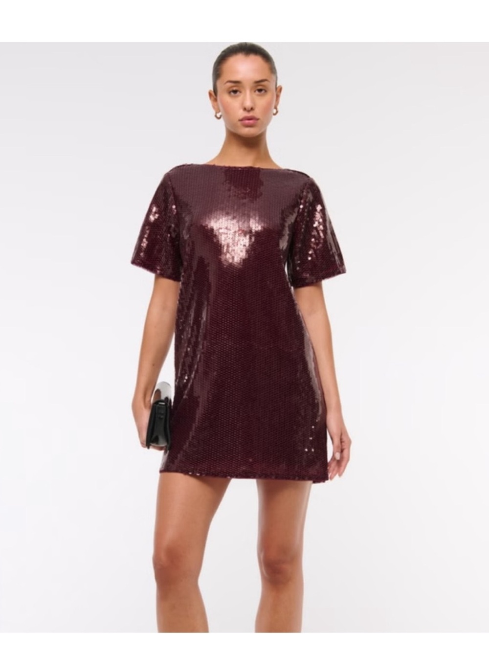 NWT- Abercrombie & Fitch - Women's Burgundy Sequin Mini Dress- Medium Tall